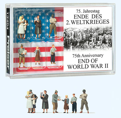 Preiser 13404 HO Scale Americans Celebrating the End of World War II pkg(6) 75th