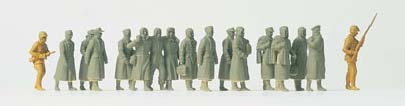 Preiser 16578 HO Scale Unpainted Figure Sets -- 2 Guards Escorting 17 Prisoners