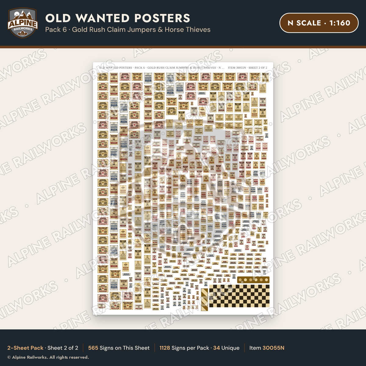 Alpine Railworks 30055N N Scale Old Wanted Posters