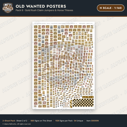 Alpine Railworks 30055N N Scale Old Wanted Posters
