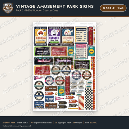 Alpine Railworks 30207O O Scale Vintage Amusement Park Signs