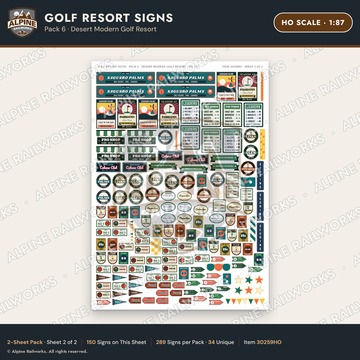 Alpine Railworks 30259HO HO Scale Golf Resort Signs