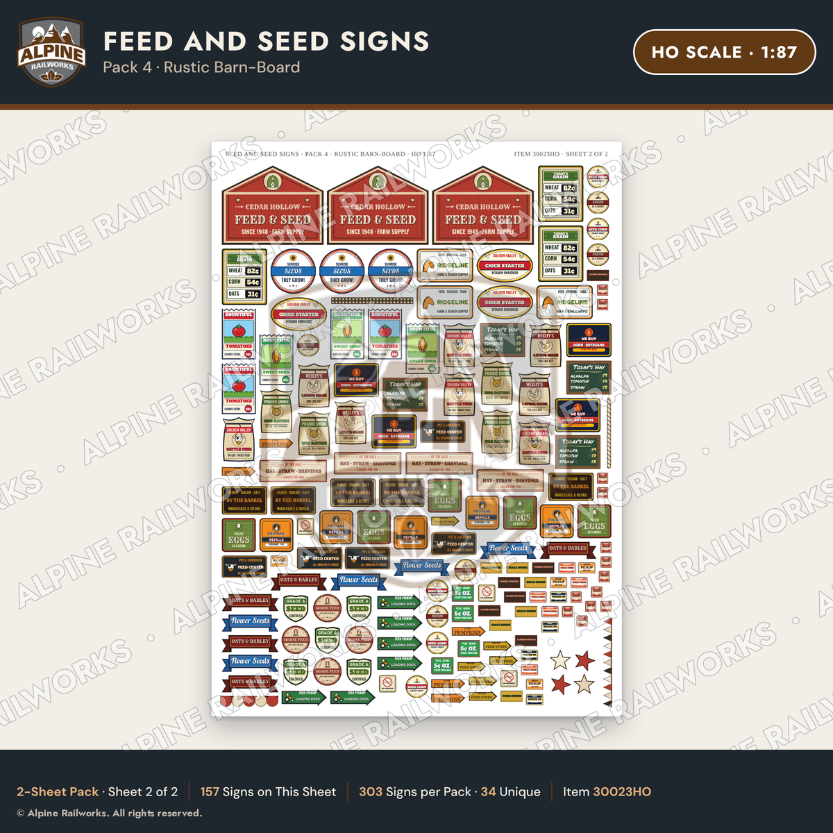 Alpine Railworks 30023HO HO Scale Feed and Seed Signs