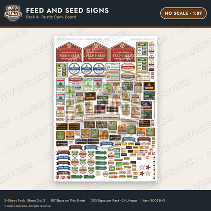 Alpine Railworks 30023HO HO Scale Feed and Seed Signs