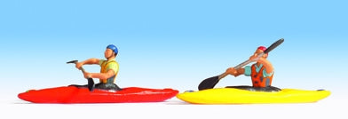 Noch 16809 HO Scale Boat w/Figures -- Kayaks pkg(2)