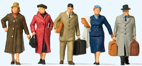 Preiser 65365 1/45 Scale Walking Passengers -- pkg(5)