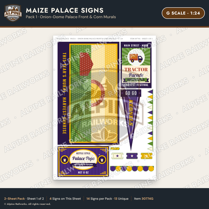 Alpine Railworks 30774G G Scale Roadside Signs - Corn Palace