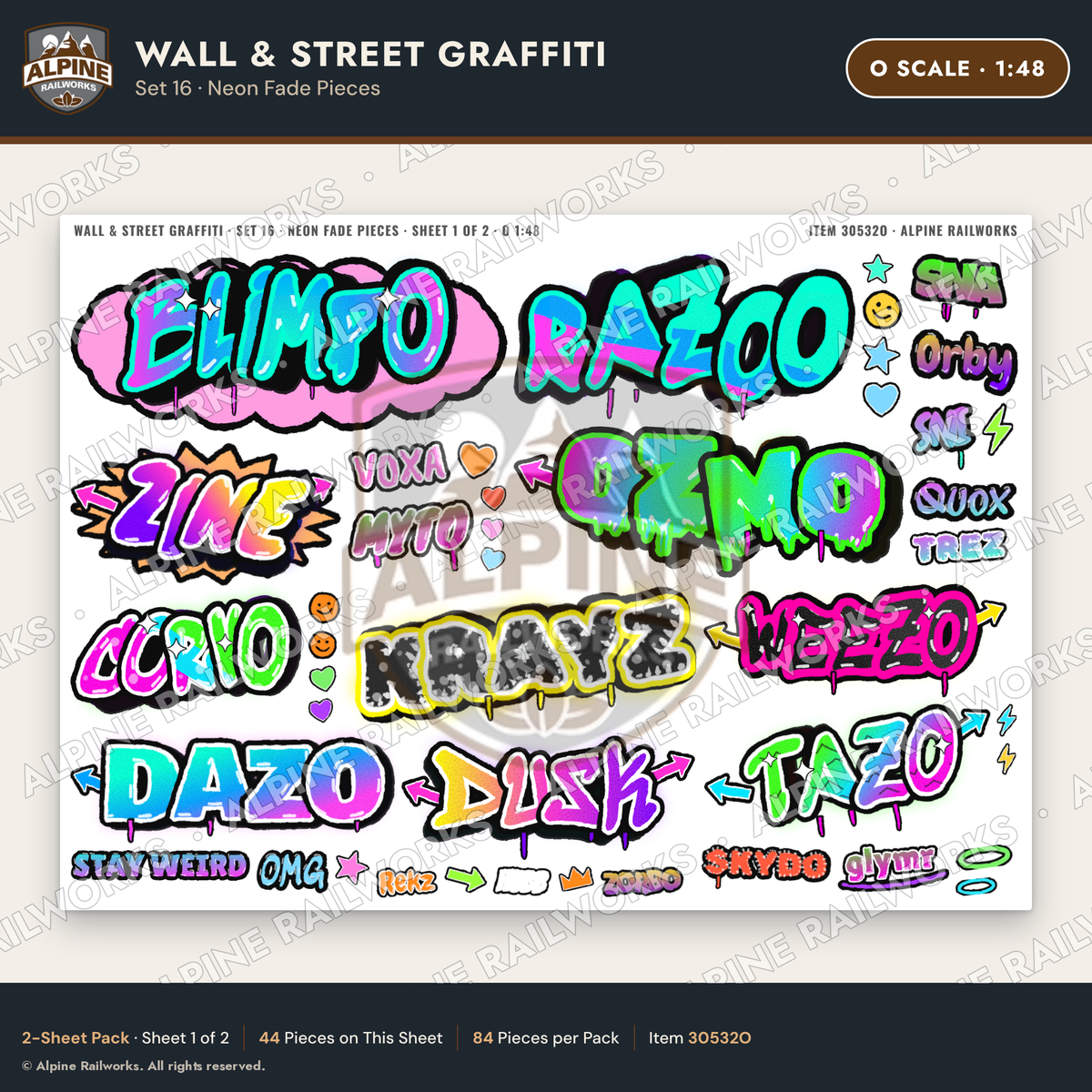 Alpine Railworks 30532O O Scale Wall & Street Graffiti Cut-Outs