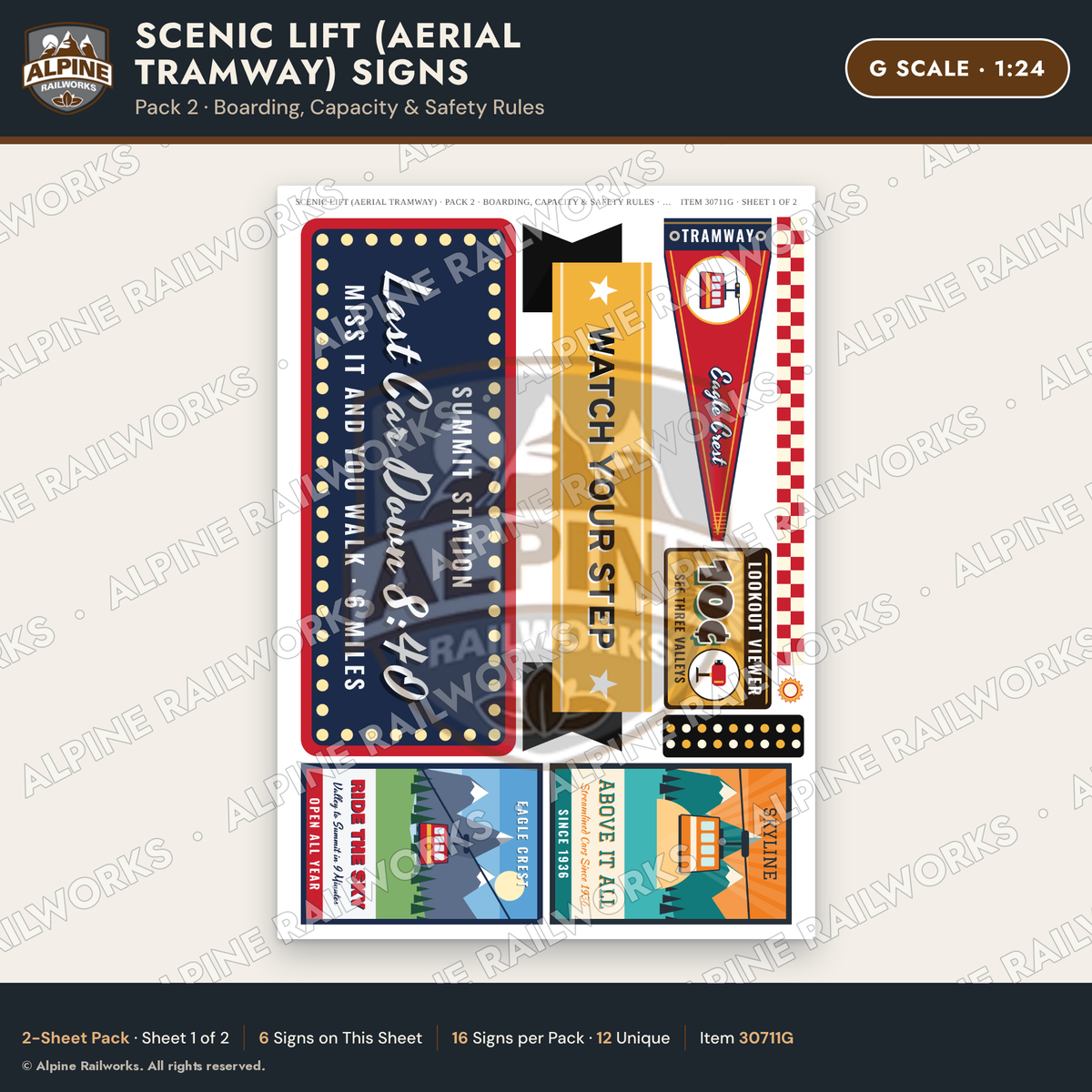 Alpine Railworks 30711G G Scale Tourist Signs - Aerial Tramway