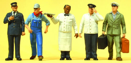 Preiser 65355 O Scale Railroad Personnel -- US Railway Personnel pkg(5)