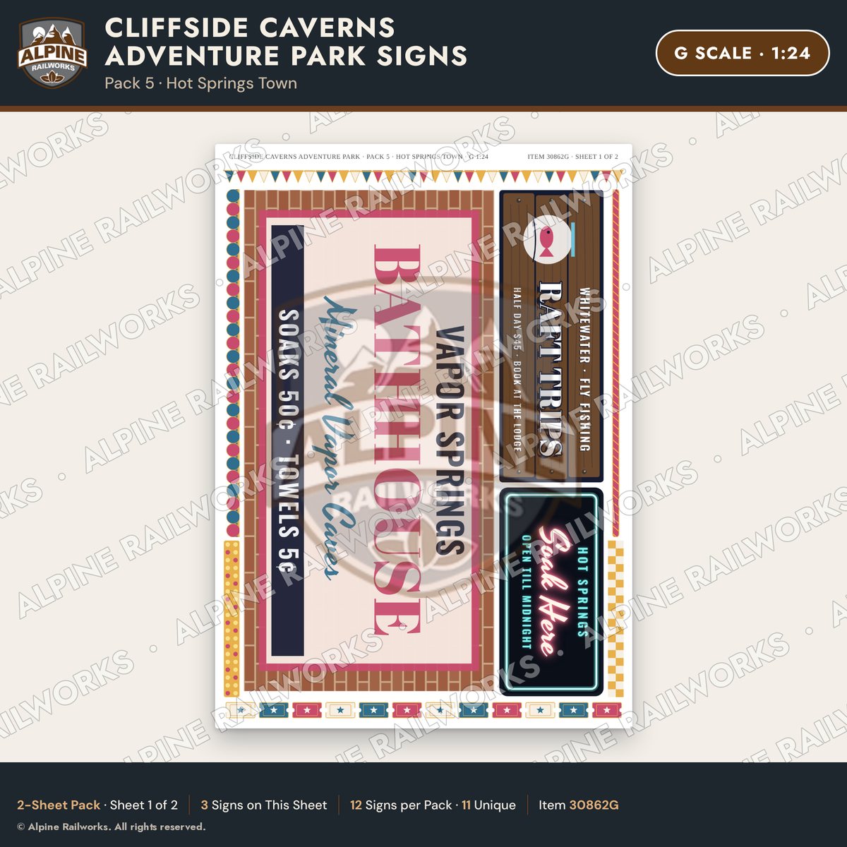 Alpine Railworks 30862G G Scale Roadside Signs - Cave Adventure Park