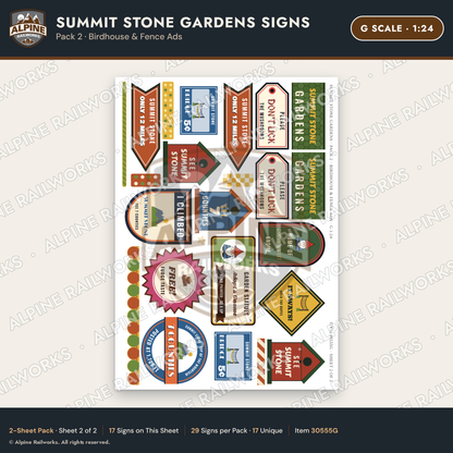 Alpine Railworks 30555G G Scale Roadside Signs - Rock Garden