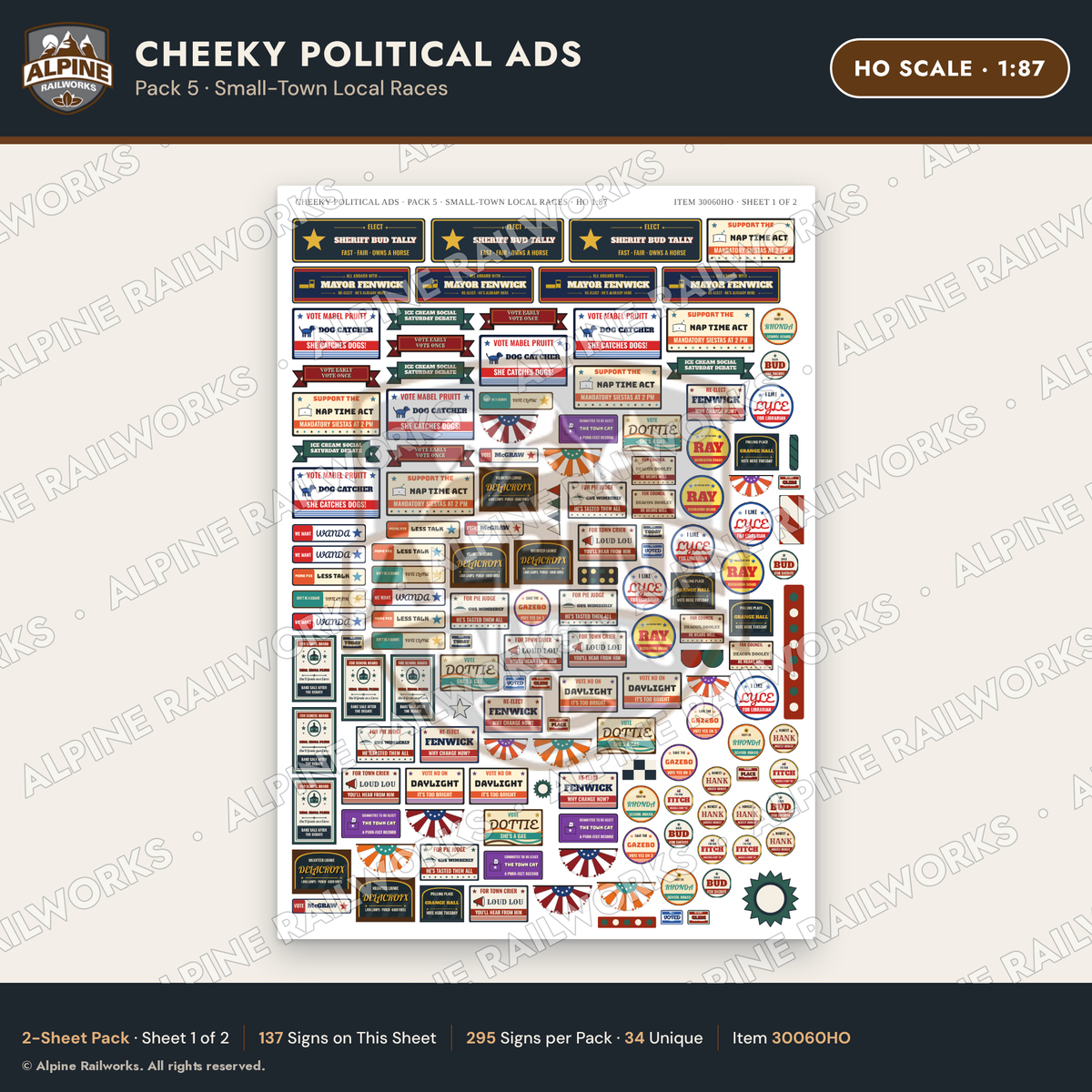 Alpine Railworks 30060HO HO Scale Cheeky Political Ads