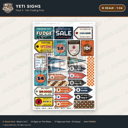 Alpine Railworks 30168G G Scale Yeti Signs - Yeti Trading Post