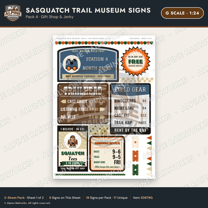 Alpine Railworks 30879G G Scale Roadside Signs - Bigfoot Museum
