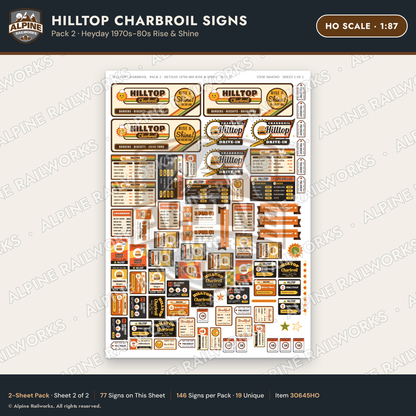Alpine Railworks 30645HO HO Scale Fast Food Signs - Burgers