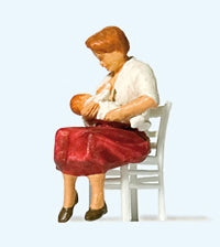 Preiser 28176 HO Scale Nursing Mother -- Mother, Baby & Chair