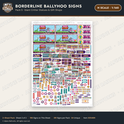 Alpine Railworks 30546N N Scale Roadside Signs - Border Tourist Stop