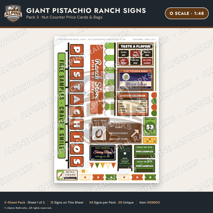 Alpine Railworks 30980O O Scale Roadside Signs - Giant Pistachio