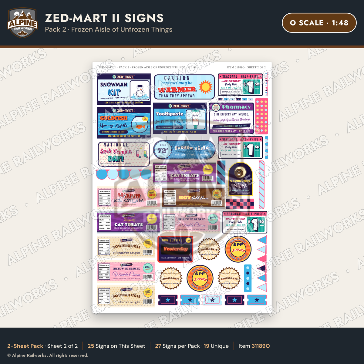 Alpine Railworks 31189O O Scale Grocery Store Signs - Funny Products