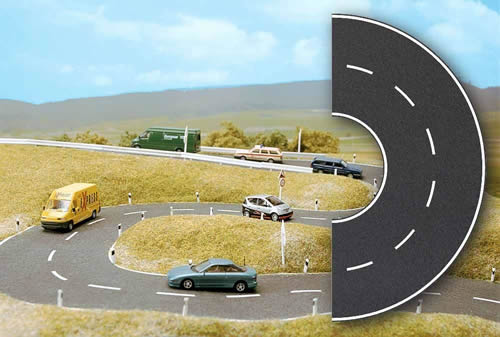 Busch 1103 HO Scale Streets/Roadway - Curve -- 7-5/8" 19cm