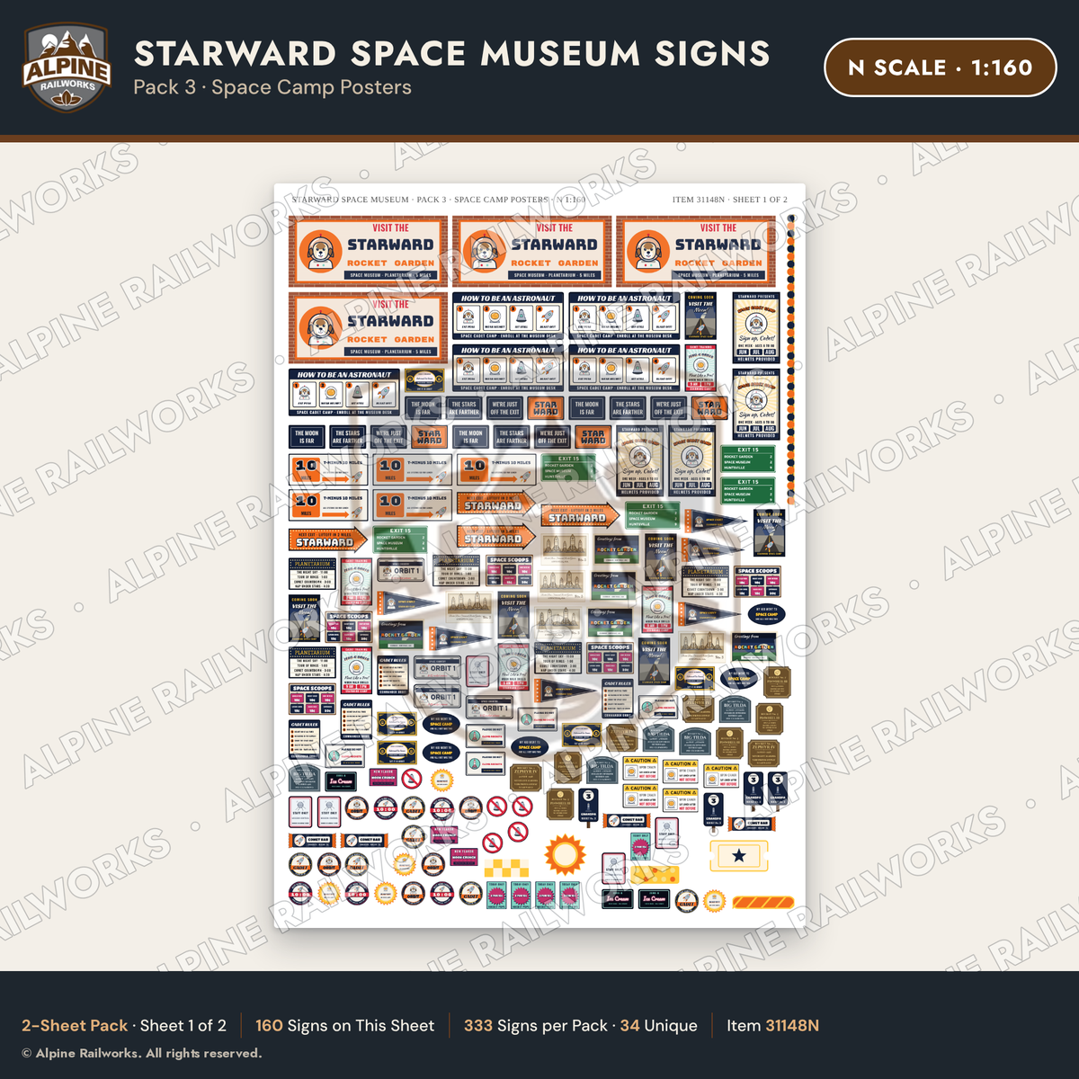 Alpine Railworks 31148N N Scale Roadside Signs - Space Museum