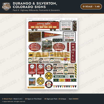 Alpine Railworks 31409O O Scale Durango CO Signs - Billboards
