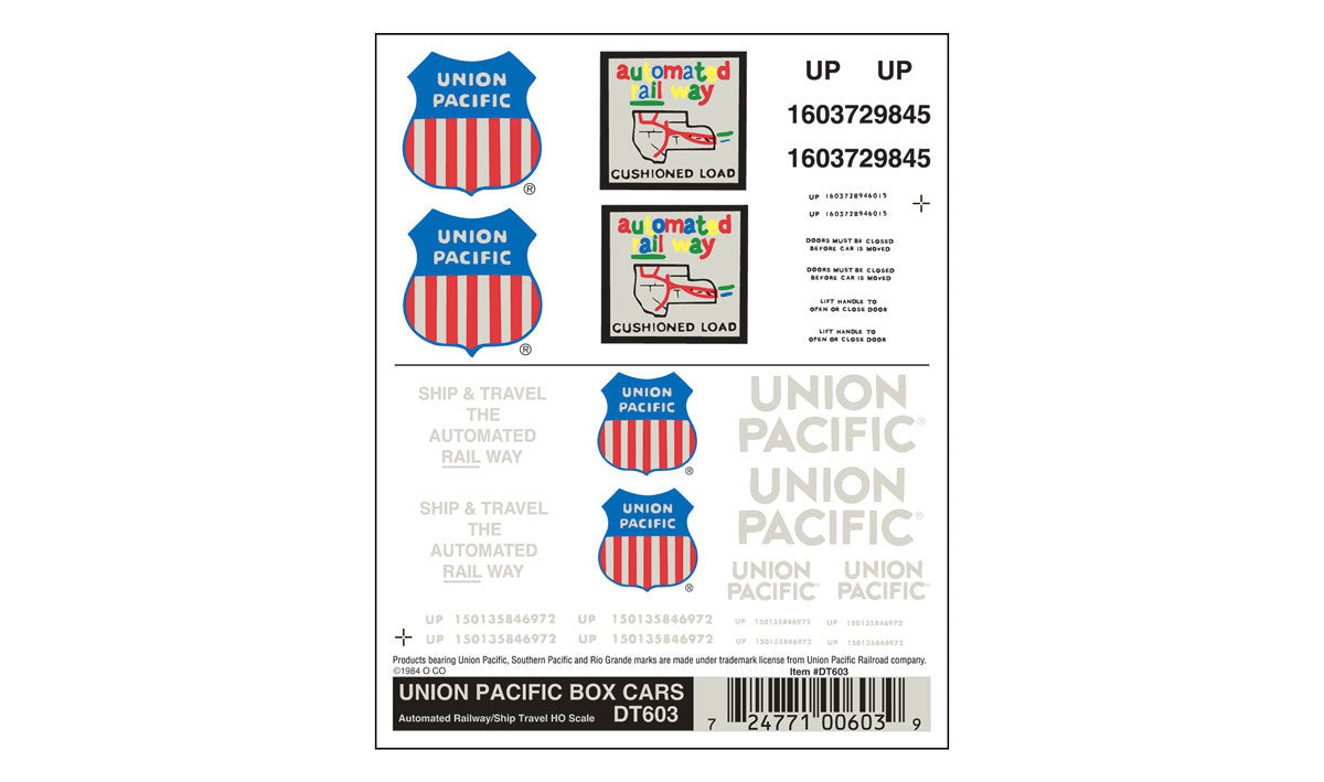 Woodland Scenics DT603 All Scale Union Pacific Box Cars