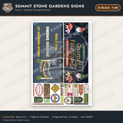 Alpine Railworks 30556O O Scale Roadside Signs - Rock Garden
