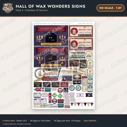 Alpine Railworks 31154HO HO Scale Roadside Signs - Wax Museum