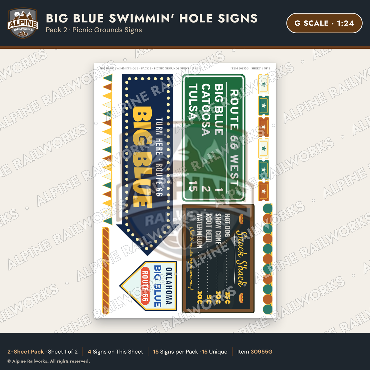 Alpine Railworks 30955G G Scale Roadside Attraction Signs - Blue Whale