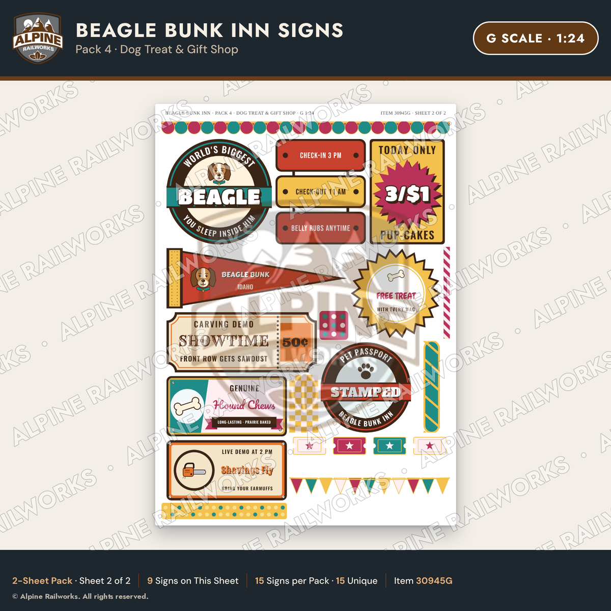Alpine Railworks 30945G G Scale Roadside Signs - Dog-Shaped Inn