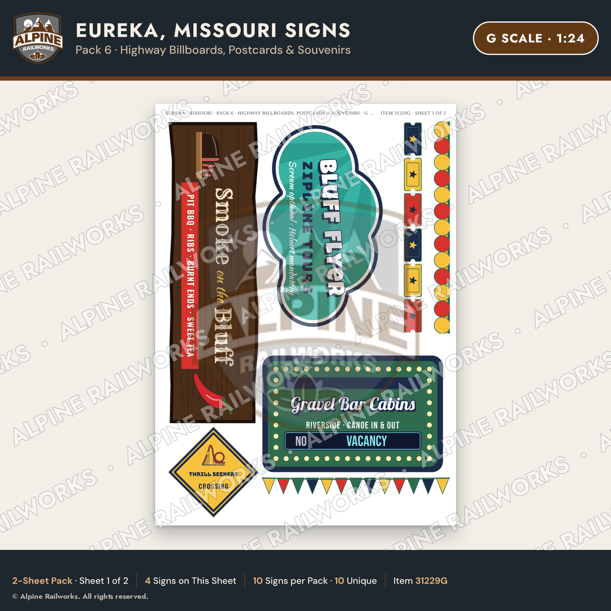 Alpine Railworks 31229G G Scale Eureka MO Signs - Billboards