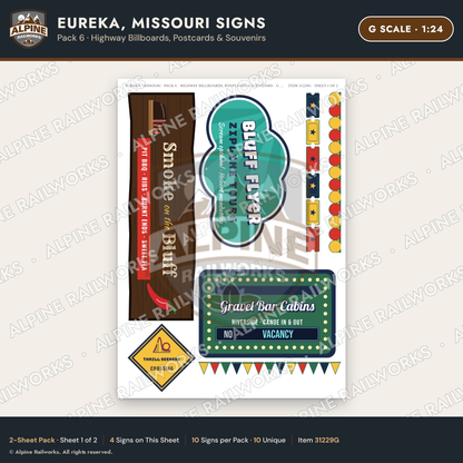 Alpine Railworks 31229G G Scale Eureka MO Signs - Billboards