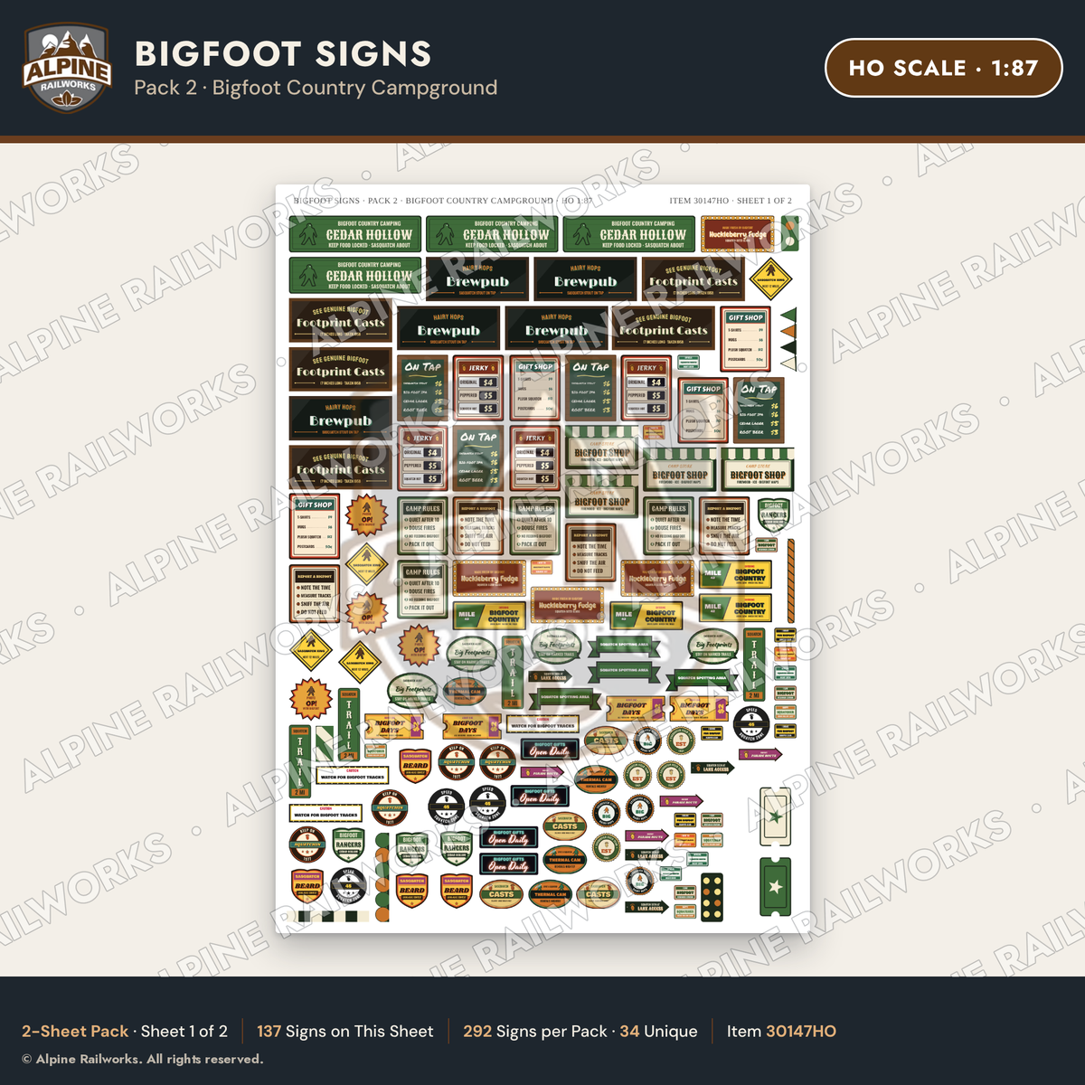 Alpine Railworks 30147HO HO Scale Bigfoot Signs