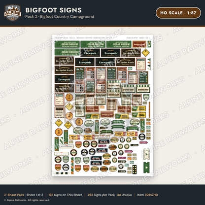 Alpine Railworks 30147HO HO Scale Bigfoot Signs