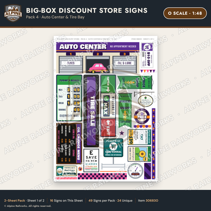Alpine Railworks 30683O O Scale Big-Box Discount Store Signs