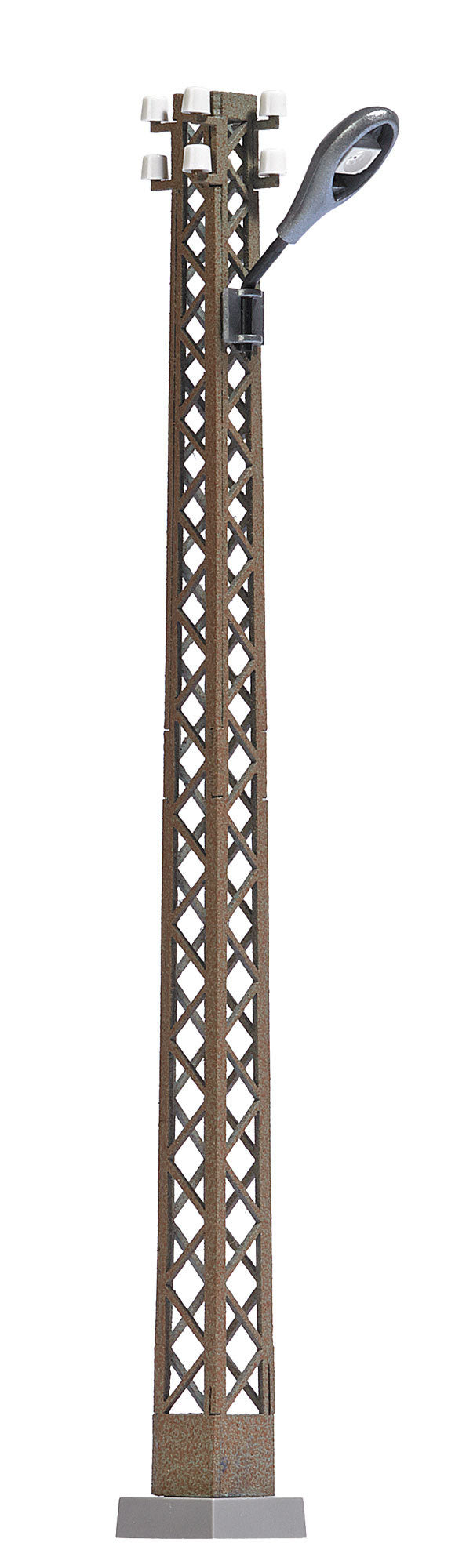 Busch 4171 HO Scale Lamp with Rusty Latticework Mast, Teardrop Lamp -- Yellow Light, 4-3/16" 10.5cm Tall