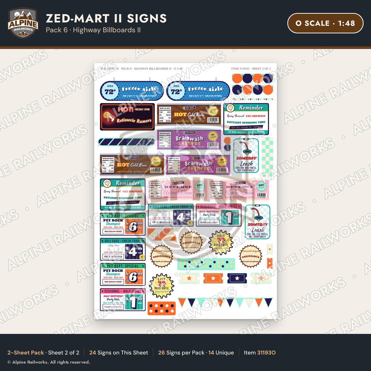 Alpine Railworks 31193O O Scale Grocery Store Signs - Funny Products