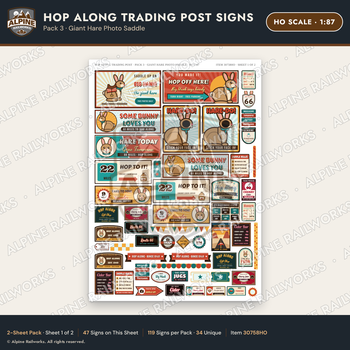 Alpine Railworks 30758HO HO Scale Roadside Signs - Trading Post