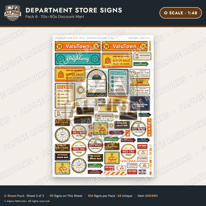 Alpine Railworks 30049O O Scale Department Store Signs