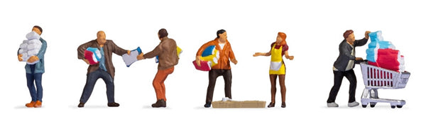 Noch 15519 HO Scale People Buying Paper Goods -- pkg(6)