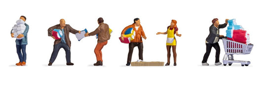 Noch 15519 HO Scale People Buying Paper Goods -- pkg(6)