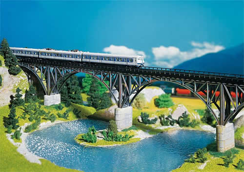 Faller 222581 N Scale Steel Arch Deck Bridge -- Single-Track, 16" Long Kit