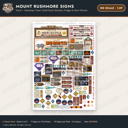 Alpine Railworks 30742HO HO Scale Tourist Signs - Mount Rushmore