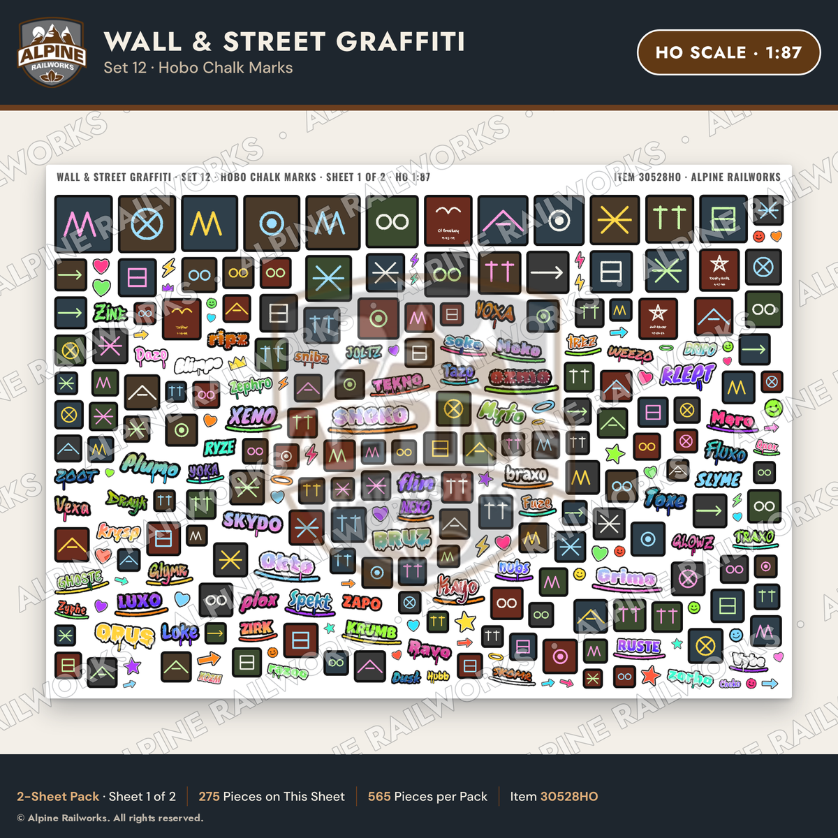 Alpine Railworks 30528HO HO Scale Wall & Street Graffiti Cut-Outs