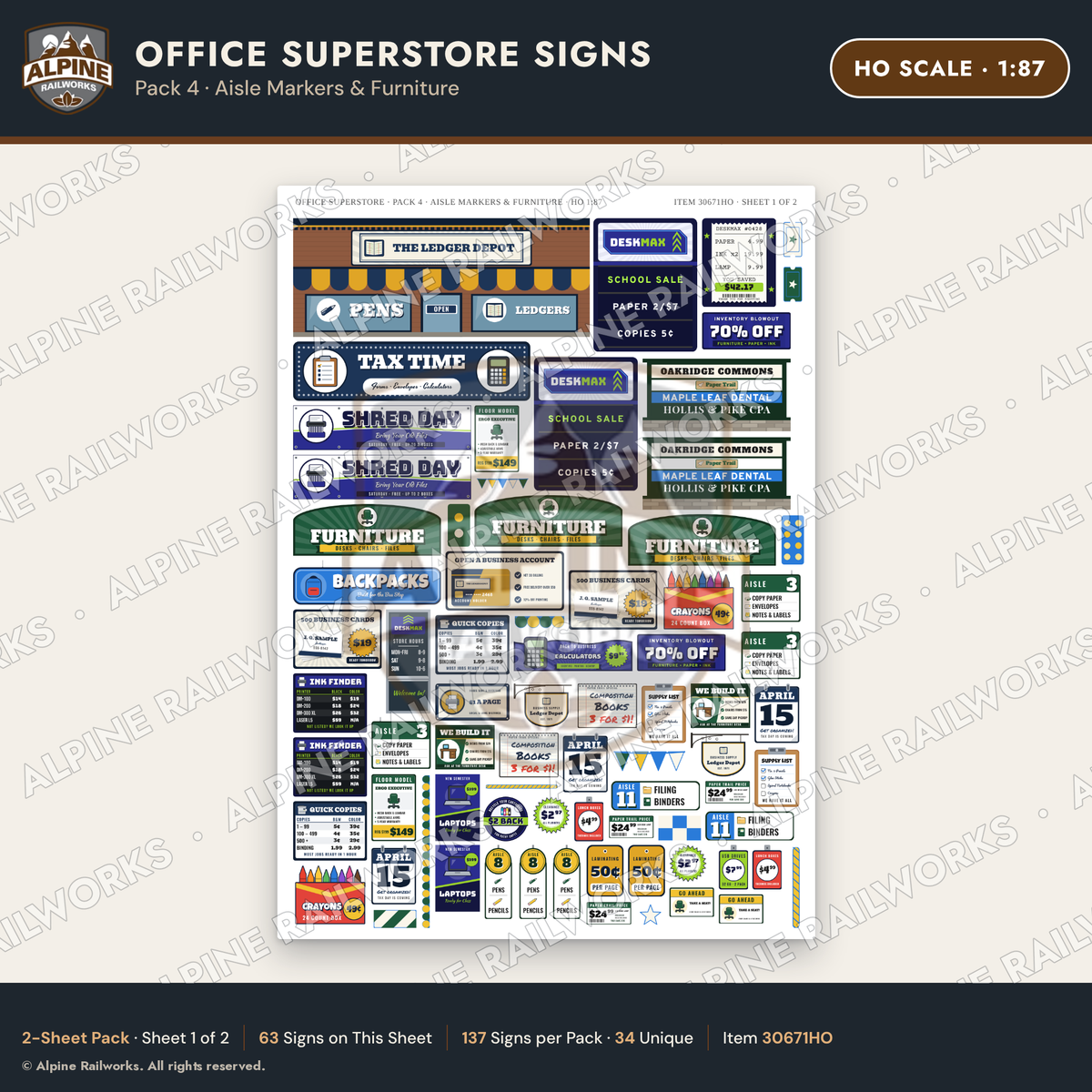 Alpine Railworks 30671HO HO Scale Office Superstore Signs