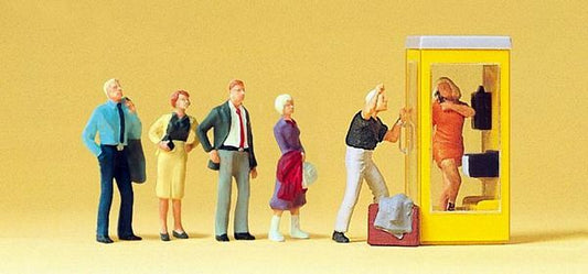 Preiser 10523 HO Scale Pedestians -- Waiting Persons At The Telephone Booth