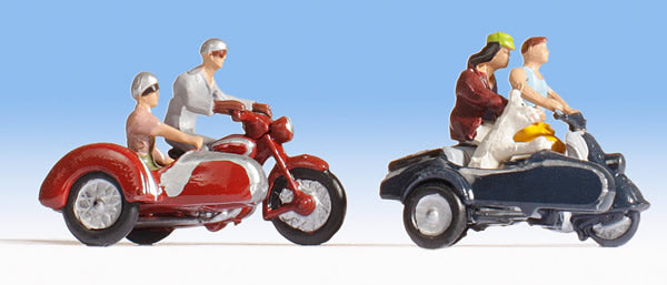 Noch 36905 N Scale Motorcyclists/Motorbikers -- 3 People & 2 Bikes Set #2