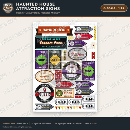 Alpine Railworks 30234G G Scale Haunted House Attraction Signs
